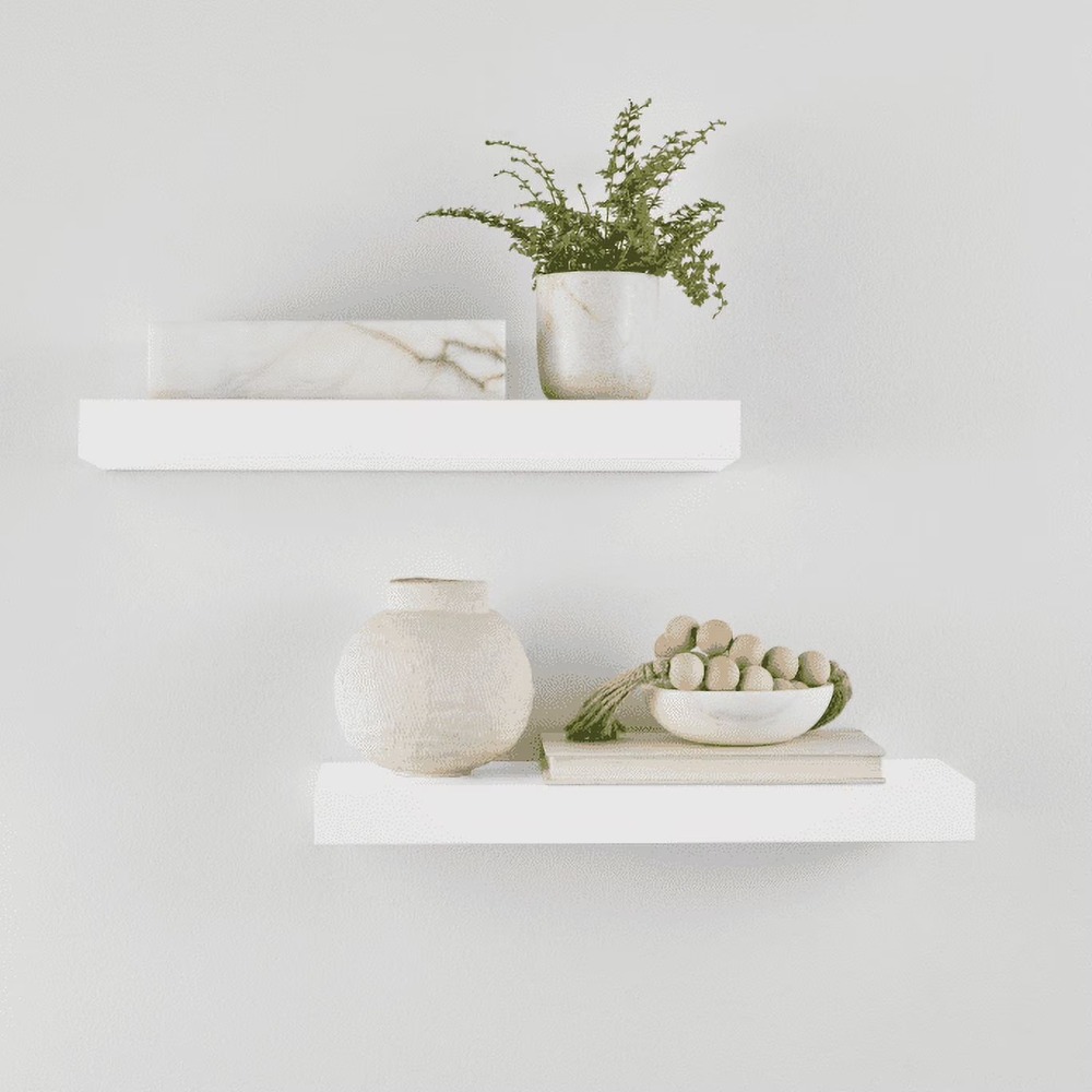 Kitchen Appliances In White - White Floating Shelves Set of 2