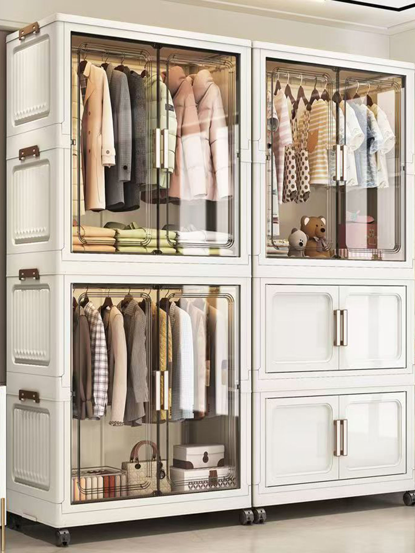 Kitchen Appliances In White - Multi-Functional Folding Storage Cabinet for Home