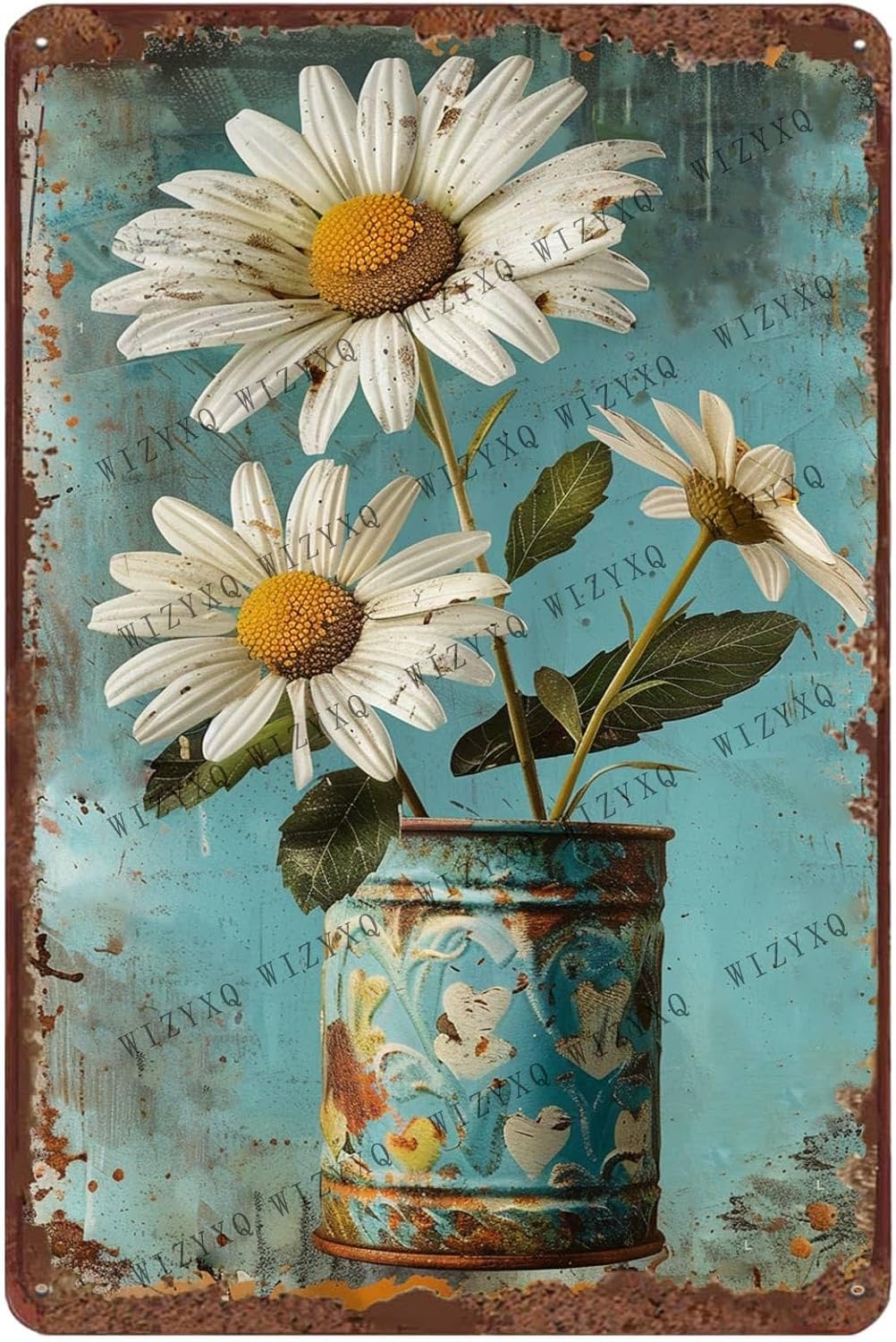 Kitchen Appliances In White - Metal Signs White Daisy Flower Vintage