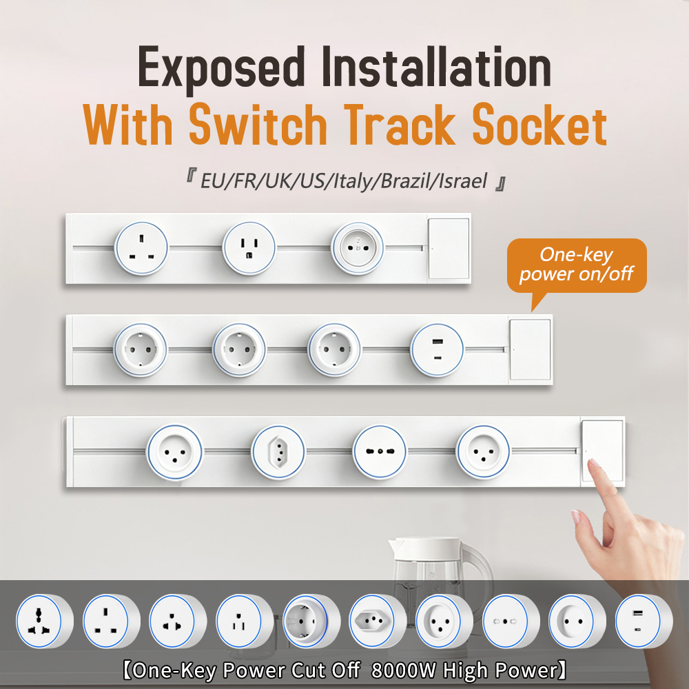 Kitchen Appliances In White - White Home Movable Power Track Socket