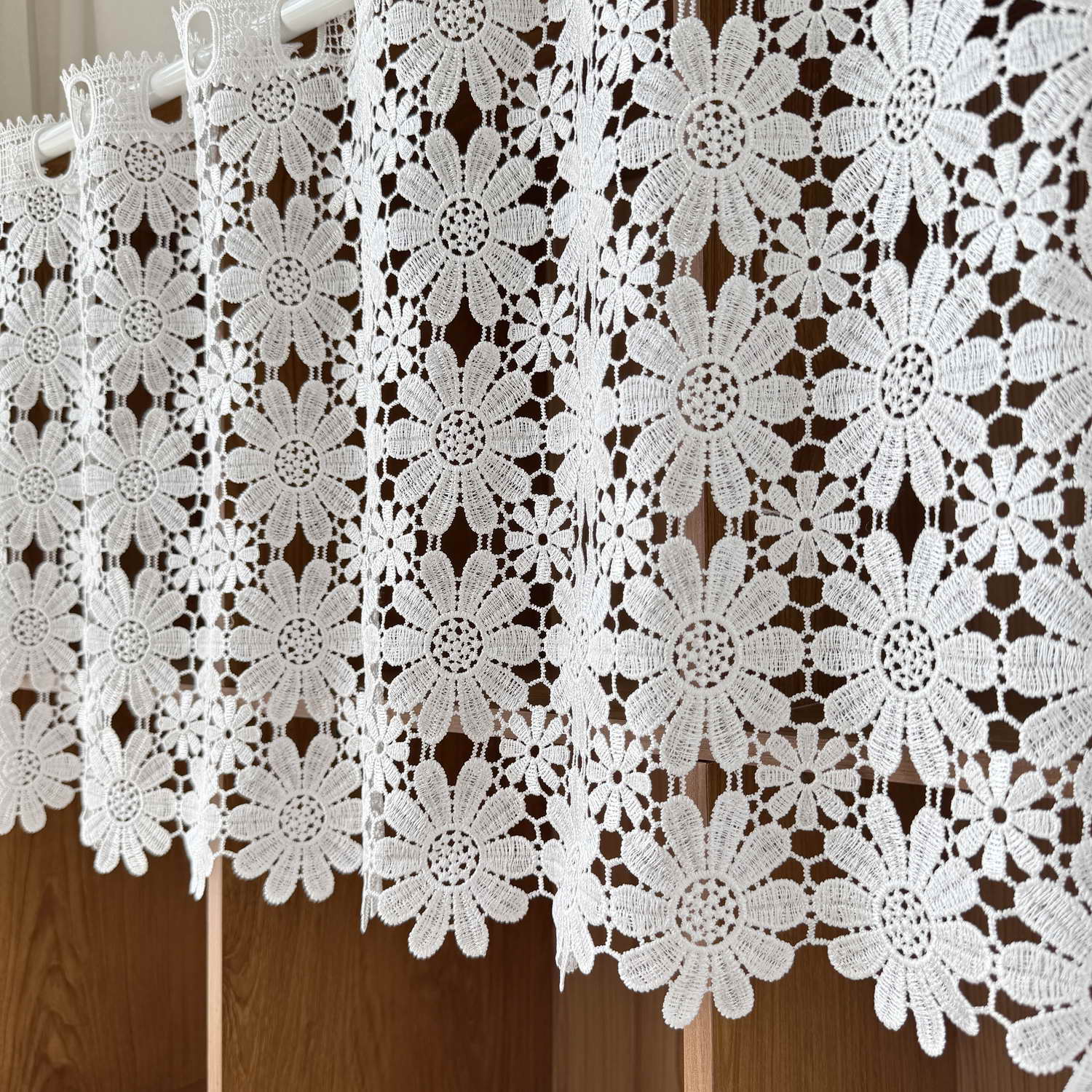 Kitchen Appliances In White - White Romantic Floral Lace Curtain Water-soluble