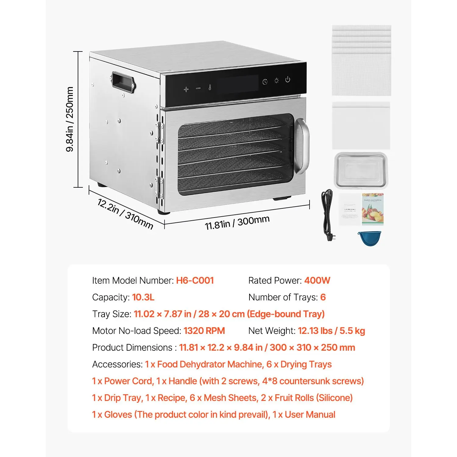 Food Dehydrator Machine, 6 Sta - đánh giá và giá Dehydrator Tray Electric